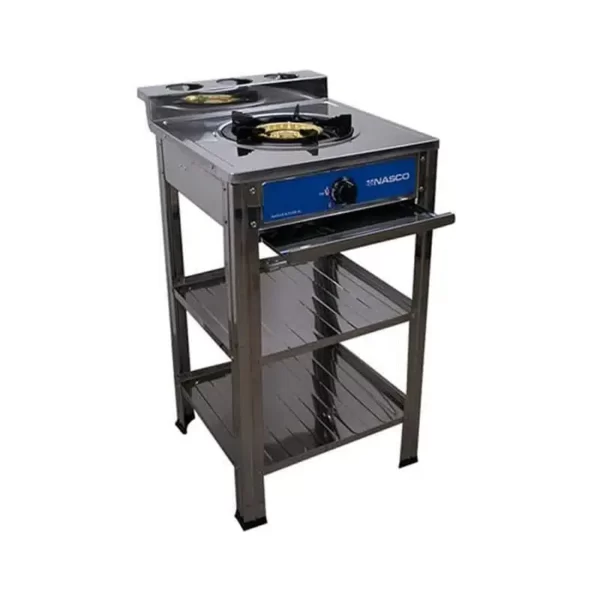 Nasco 1 Burner Gas Stove 2 Shelve Stand (NASGS-K1CSS-SI)